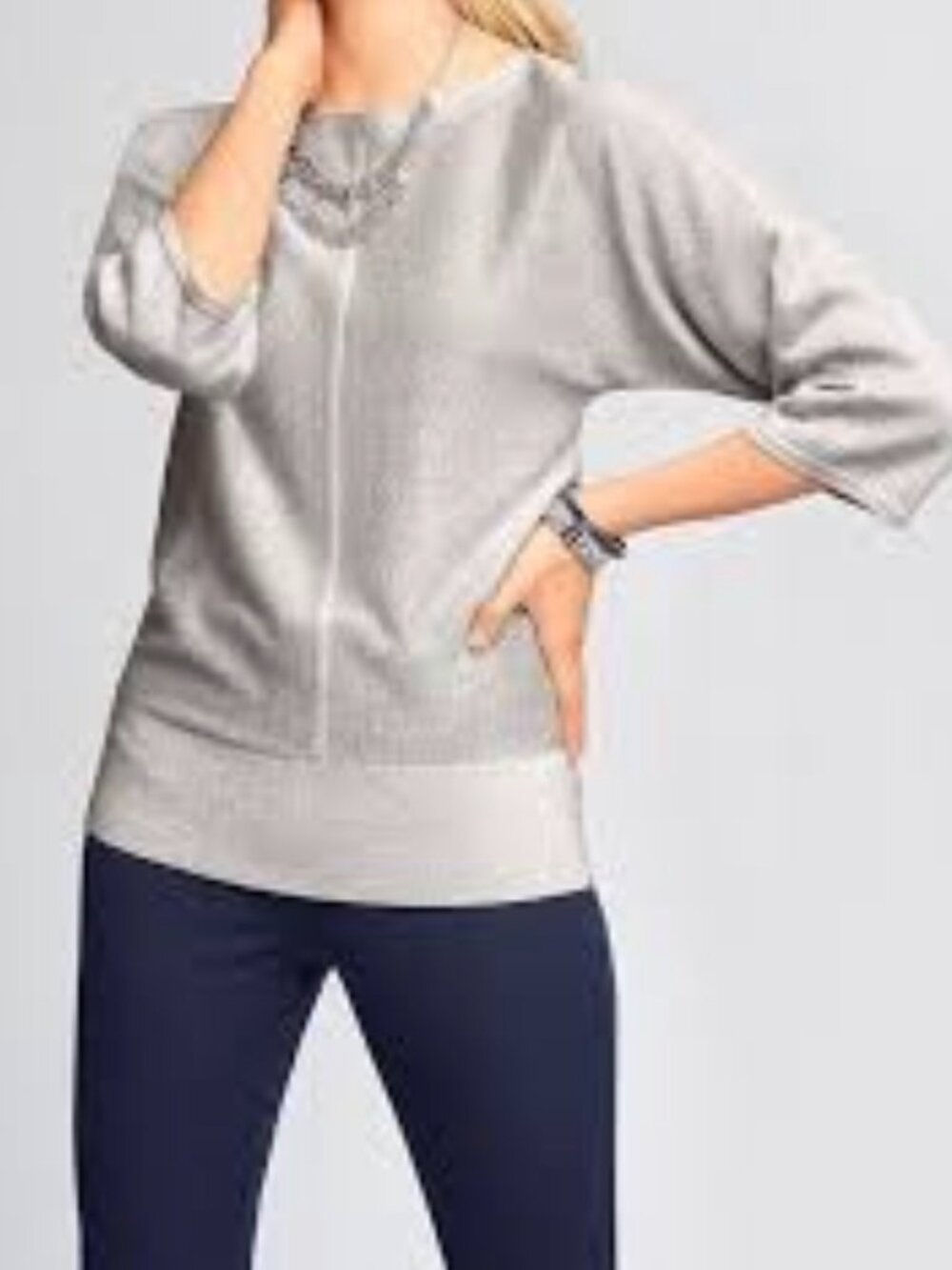 Talbots Dolman Sleeve Silver Sweater - Shimmer in size Petite XL